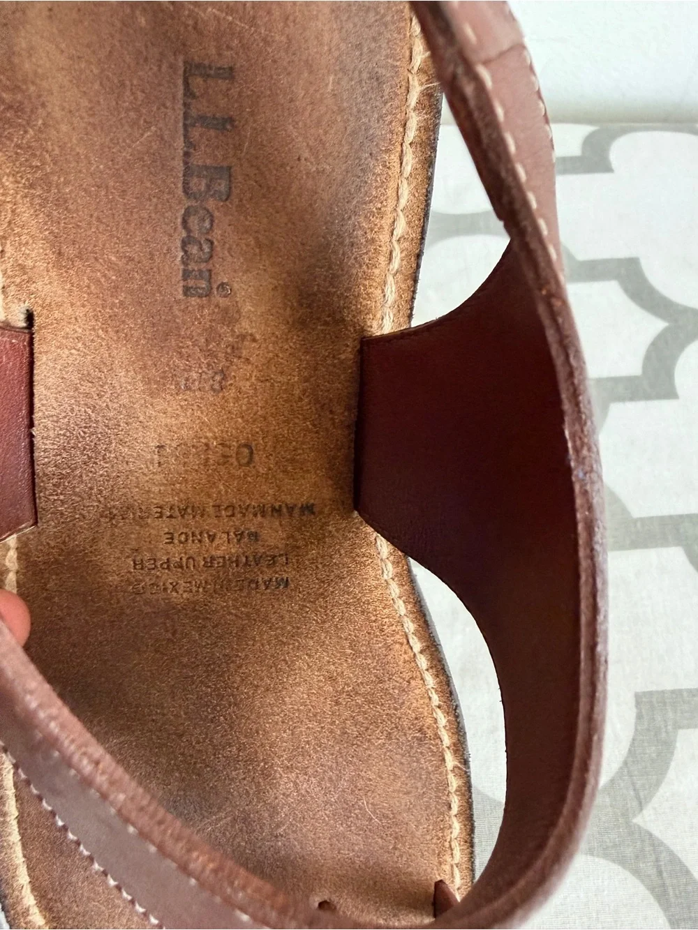 L.L. Bean Men's Brown Leather Thong Sandals with Buckle